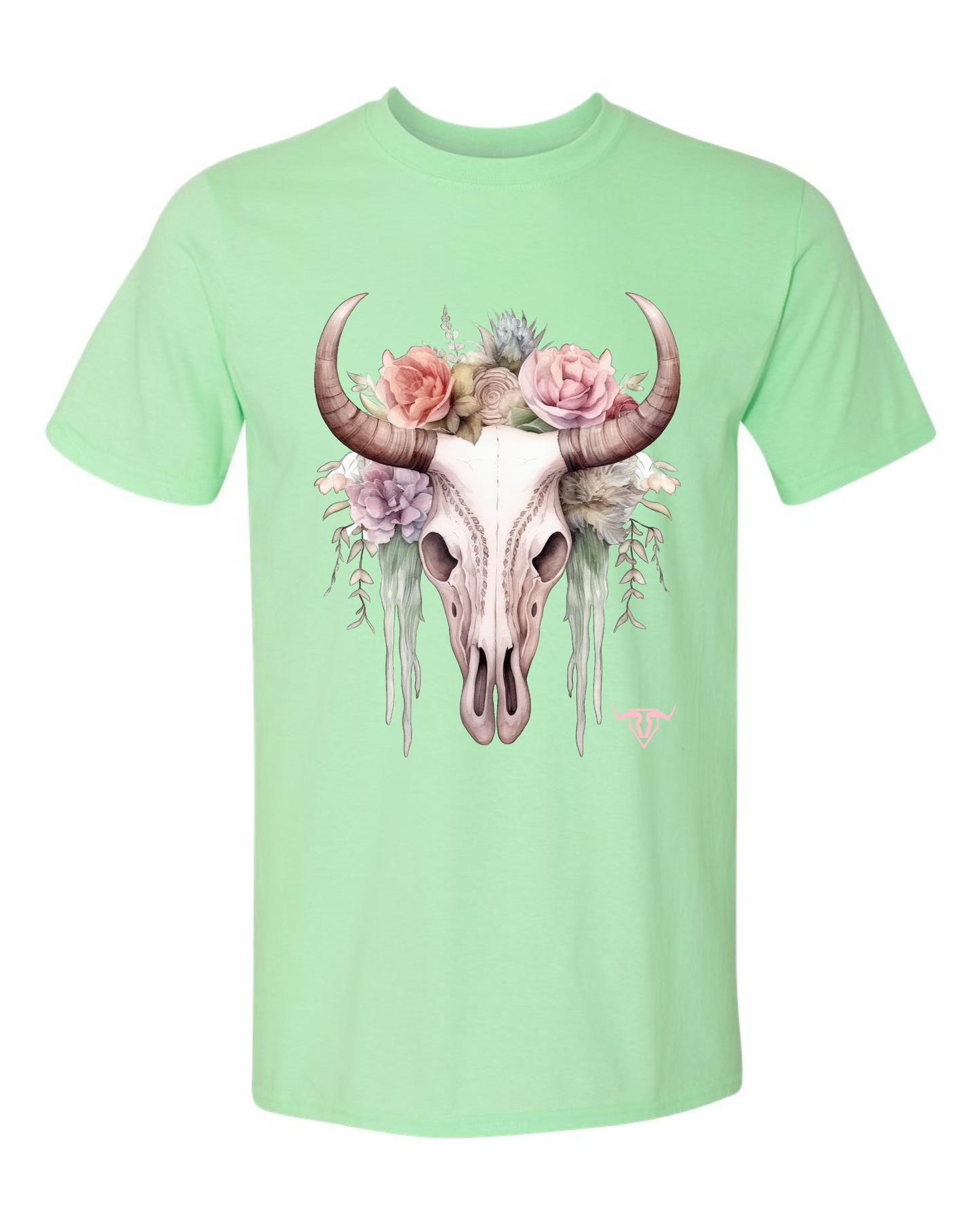 Mint cow skull Tee