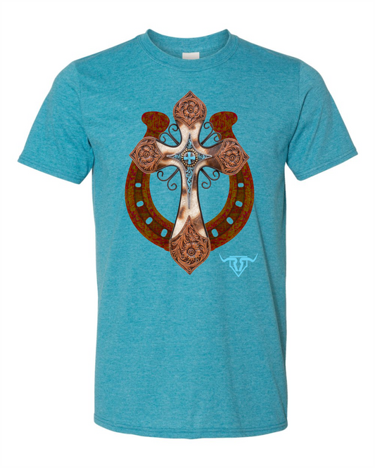 Turquoise Horseshoe & Cross Tee